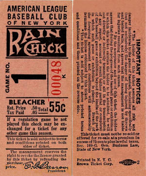 1942 Yankees Bleachers Ticket Stub