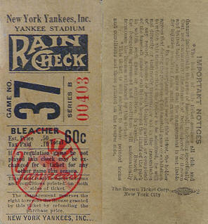 1949 Yankees Ticket Stub