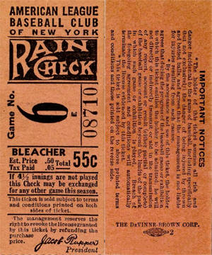 1930-1939 Yankees Bleacher Ticket Stub Dating Guide