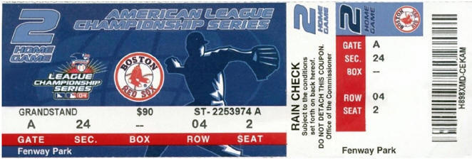 2004 ALCS Yankees Red Sox Tic kets