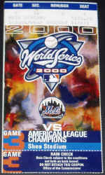 2000 World Series Tickets Stub Yankees vs. Mets Shea Stadium