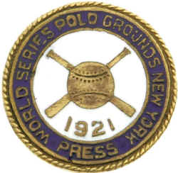New York Giants 1921 World Series Press Pin