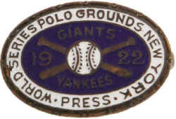New York Polo Grounds 1922 World Series Press Pin