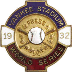 New York Yankees 1932 World Series Press Pin