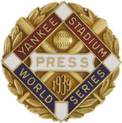 New York Yankees 1939 World Series Press Pin