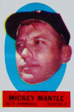 1963 Topps Peel-Offs Mickey Mantle