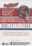 Back of 2005 Ultra baseball Card 213 Ryan Howard AR